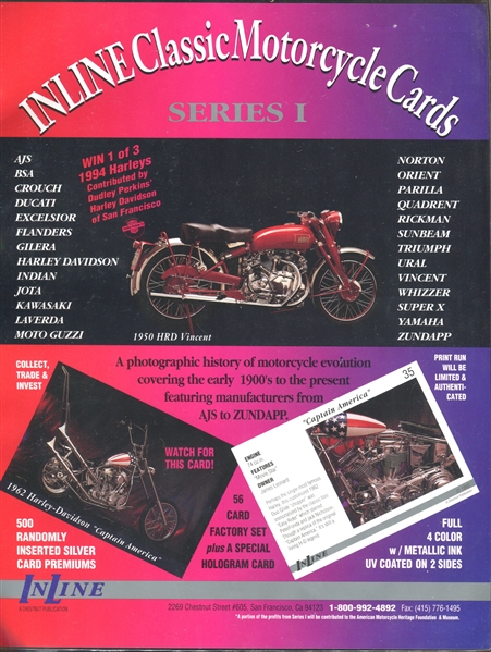 1993 Inline (USA) Classic Motorcycle Cards Complete set of (56) With Extras