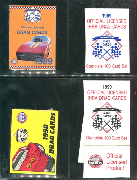 1989/1990 Checkered Flag (USA) IHRA Drag Cards Lot of (2) Complete Sets of (100) Plus Extras