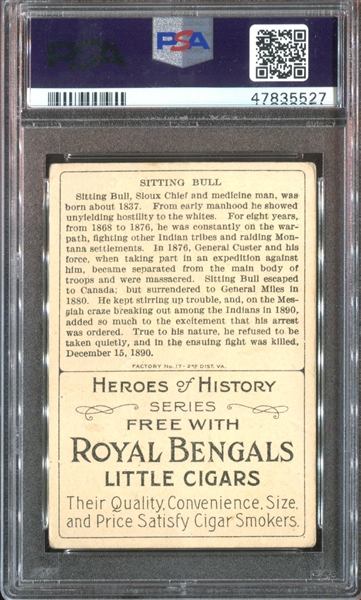 T68 Royal Bengals Heroes of History Sitting Bull PSA2.5 Good+