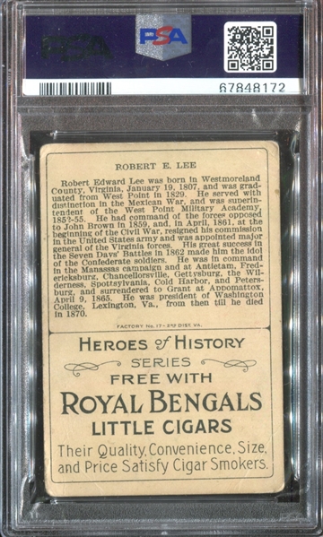 T68 Royal Bengals Heroes of History Gen. Robert E. Lee PSA2 Good