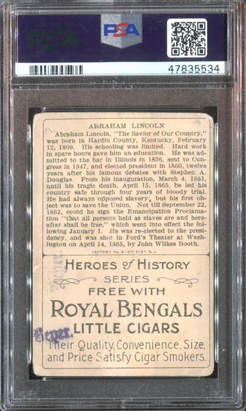 T68 Royal Bengals Heroes of History Abraham Lincoln PSA-Graded