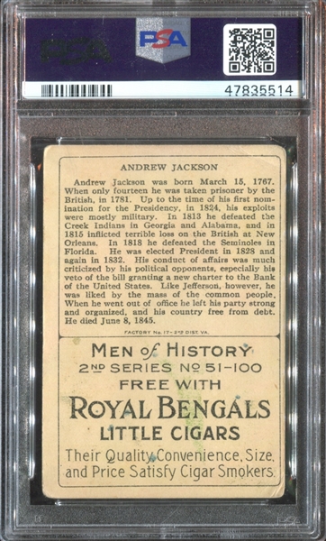 T68 Royal Bengals Men of History Andrew Jackson PSA2.5 Good+