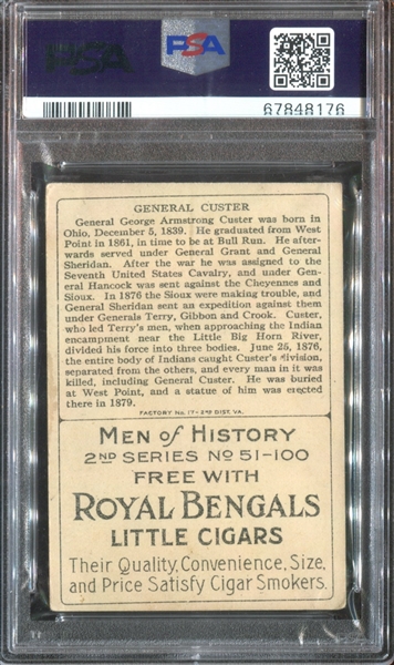 T68 Royal Bengals Men of History George A Custer PSA4 VG-EX