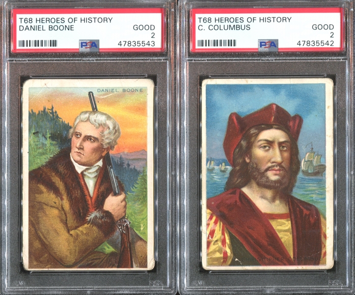 T68 Pan Handle Scrap Heroes of History Lot of (2) PSA-Graded Cards (Boone/Columbus)