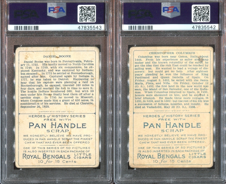 T68 Pan Handle Scrap Heroes of History Lot of (2) PSA-Graded Cards (Boone/Columbus)