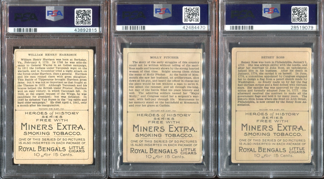 T68 Royal Bengals Heroes of History Lot of (3) PSA-Graded Cards