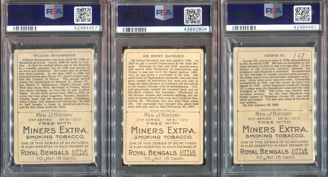 T68 Royal Miner's Extra of History Lot of (5) PSA-Graded Cards