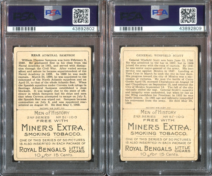 T68 Royal Miner's Extra of History Lot of (5) PSA-Graded Cards