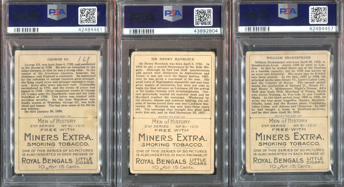 T68 Miner's Extra Men of History Lot of (5) PSA-Graded Cards