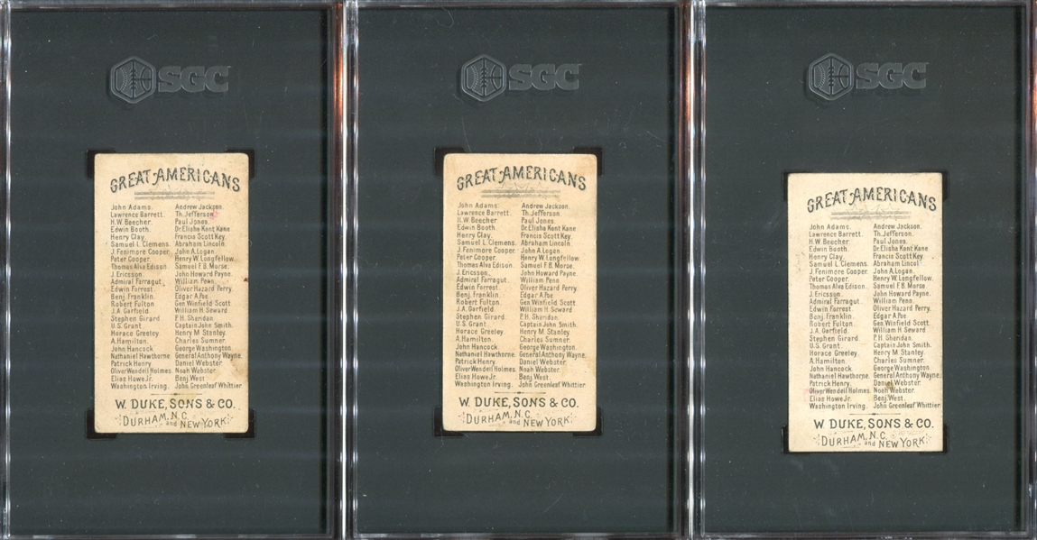 N76 Duke Great Americans Lot of (3) SGC-Graded Cards (Girard/Kane/Morse)