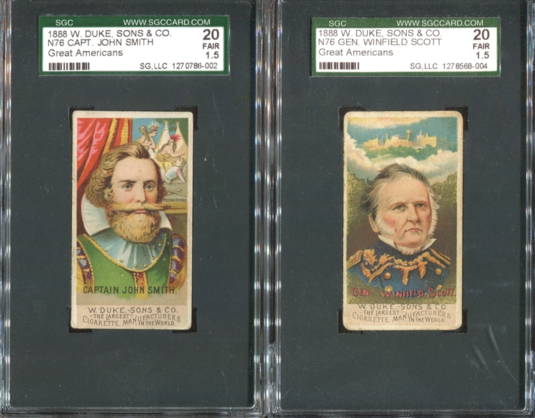 N76 Duke Great Americans Lot of (2) SGC-Graded Cards (Smith/Scott)