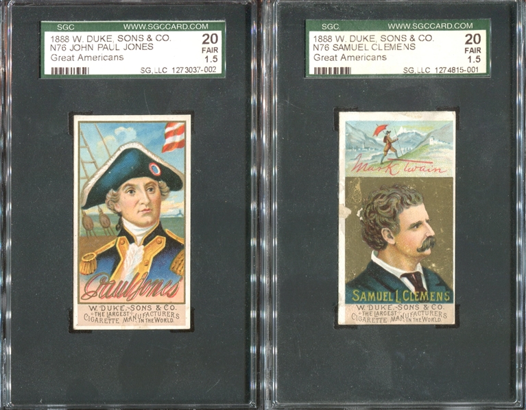 N76 Duke Great Americans Lot of (2) SGC-Graded Cards (Jones/Clemens)