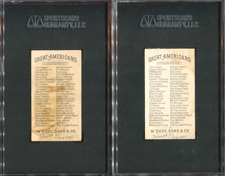 N76 Duke Great Americans Lot of (2) SGC-Graded Cards (Jones/Clemens)