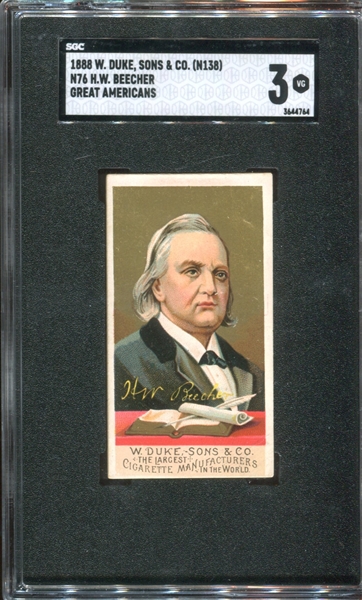 N76 Duke Great Americans Henry Ward Beecher (Variation) SGC3 VG 