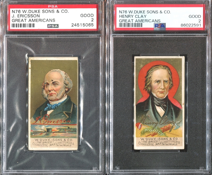 N76 Duke Great Americans Lot of (2) PSA-Graded Cards (Ericsson/Clay)