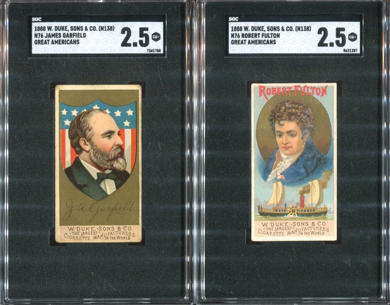 N76 Duke Great Americans Lot of (2) SGC-Graded Cards (Garfield/Fulton)