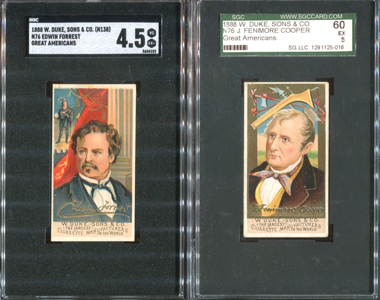 N76 Duke Great Americans Lot of (2) SGC-Graded Cards (Forrest/Cooper)