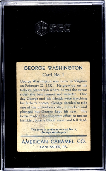 R14 American Caramel Historical Characters #1 George Washington SGC4 VG-EX