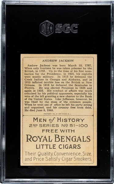 T68 Royal Bengals Men of History Andrew Jackson SGC5 EX