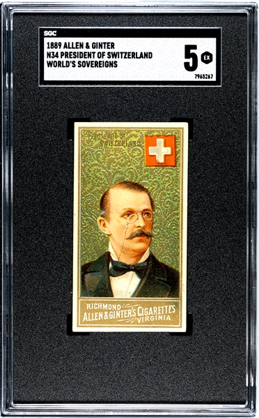 N34 Allen & Ginter World's Sovereigns President of Switzerland SGC5 EX