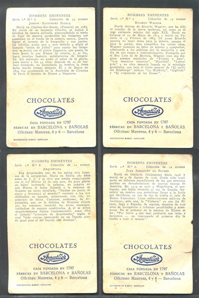 1920's Chocolates Amatiller (Spain) Hombres Eminentes (Series 1) with Columbus, Zeppelin and Marconi