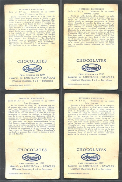 1920's Chocolates Amatiller (Spain) Hombres Eminentes (Series 1) with Columbus, Zeppelin and Marconi