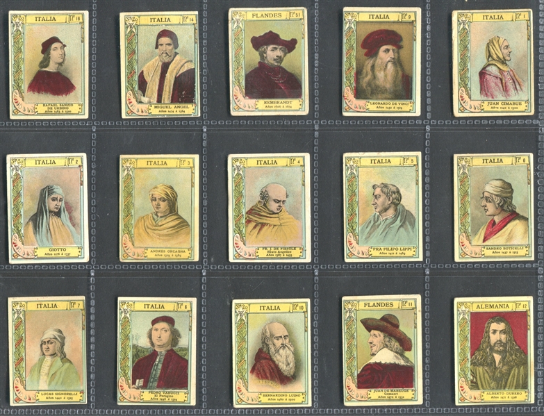 1900 Fotopias de las Cajas Pintores (Series 20) Set of (75) With DaVinci, Michaelangelo, Rembrandt and Rafael