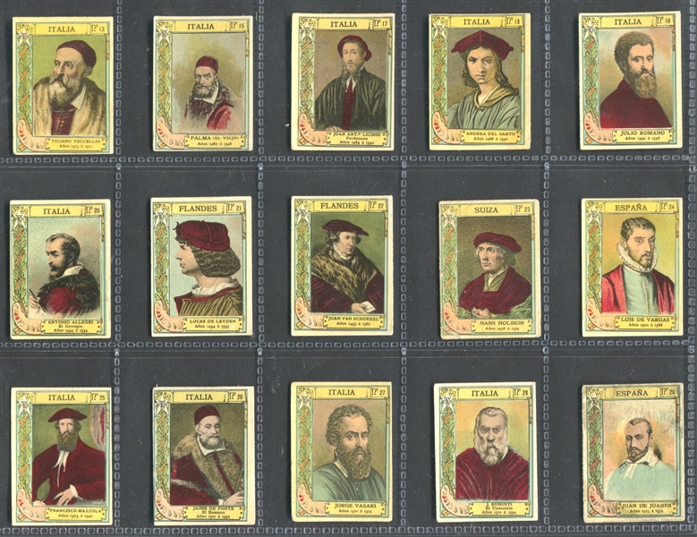 1900 Fotopias de las Cajas Pintores (Series 20) Set of (75) With DaVinci, Michaelangelo, Rembrandt and Rafael