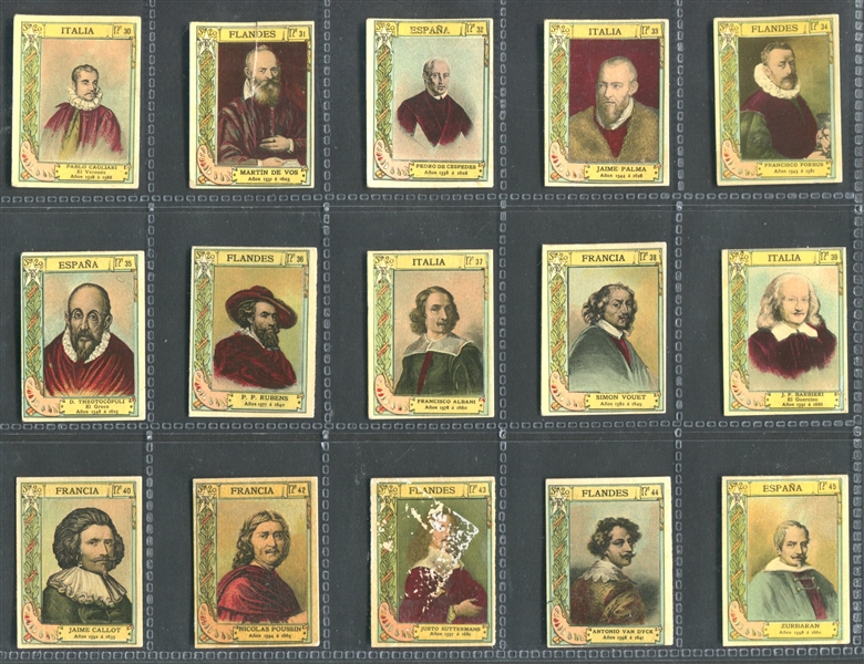 1900 Fotopias de las Cajas Pintores (Series 20) Set of (75) With DaVinci, Michaelangelo, Rembrandt and Rafael