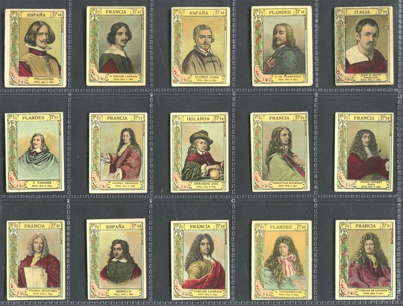 1900 Fotopias de las Cajas Pintores (Series 20) Set of (75) With DaVinci, Michaelangelo, Rembrandt and Rafael