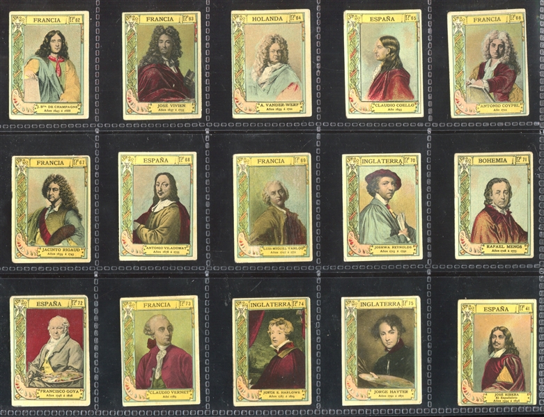 1900 Fotopias de las Cajas Pintores (Series 20) Set of (75) With DaVinci, Michaelangelo, Rembrandt and Rafael