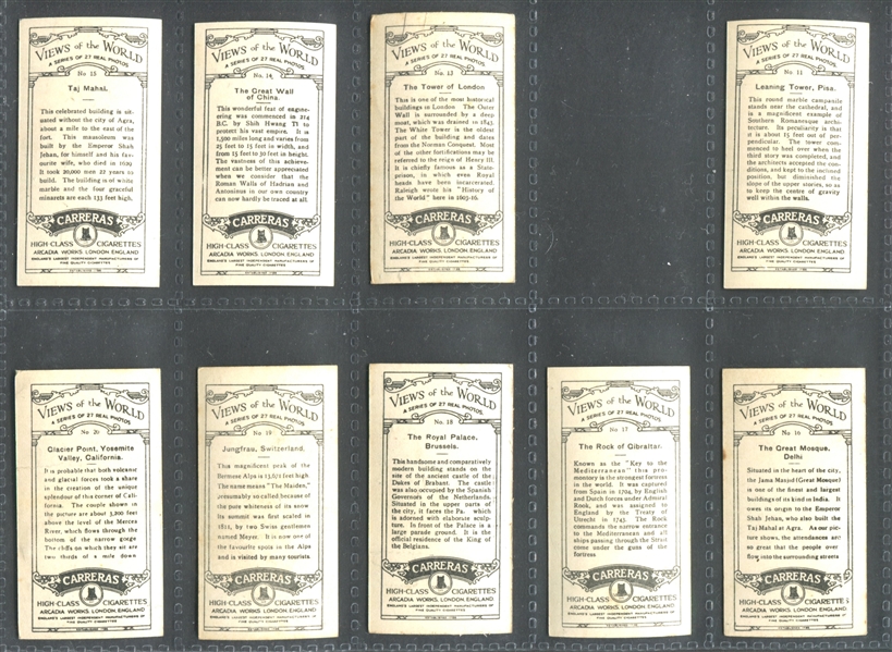 1927 Carerras Tour of the World Complete Set of (27) with Statue Liberty SGC5 EX, Eiffel Tower and More