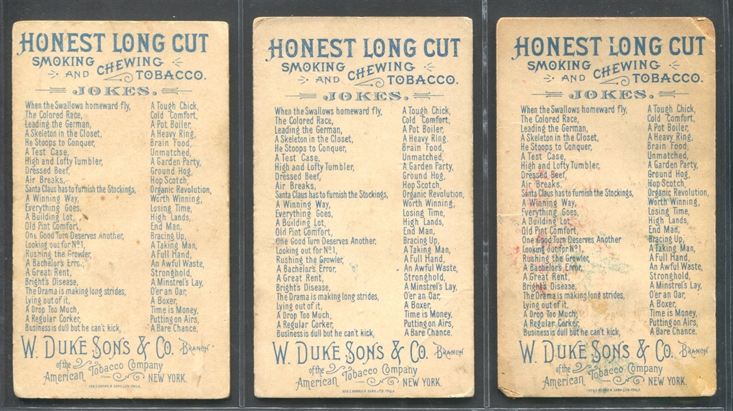 N118 Duke Honest Long Cut Jokes Lot of (3) Cards