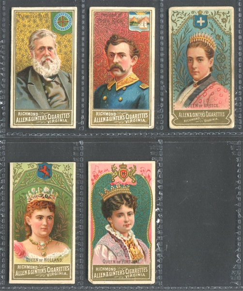 N34 Allen & Ginter World's Sovereigns Lot of (5) Different