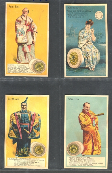 H553 J & P Coats Mikado Players Lot of (4) Cards