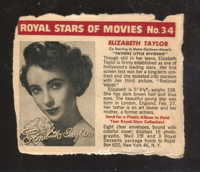 F219-3 Royal Desserts Stars of Movies #34 Elizabeth Taylor