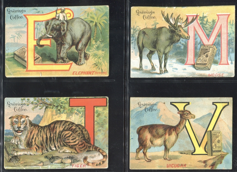 K146 Levering's Coffee Alphabet Animals Lot of (4) Cards