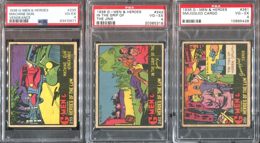 R60 Gum Inc G-Men and the Heroes of the Law Lot of (5) PSA4 VGEX Graded Cards