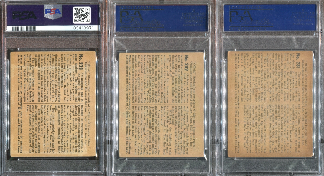 R60 Gum Inc G-Men and the Heroes of the Law Lot of (5) PSA4 VGEX Graded Cards