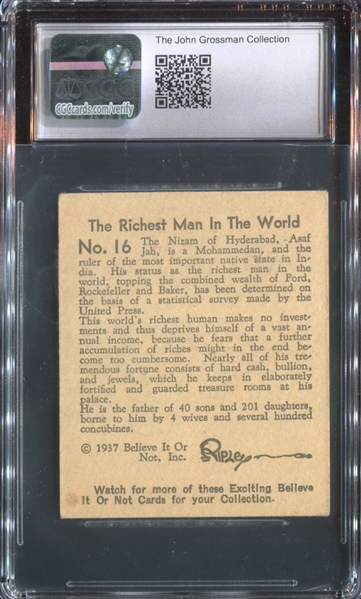 R21 Wolverine Gum Believe it or Not #16 Richest Man in the World CGC5 EX