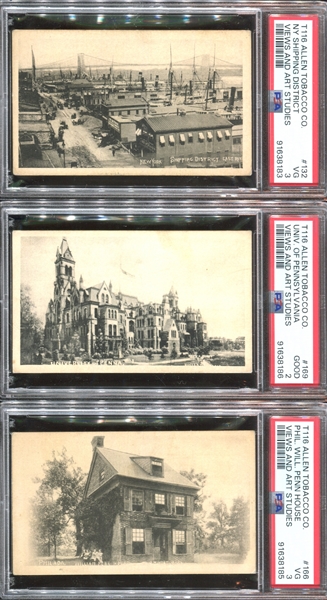 T116 Telonette Views and Art Studies Lot of (3) PSA-Graded Cards