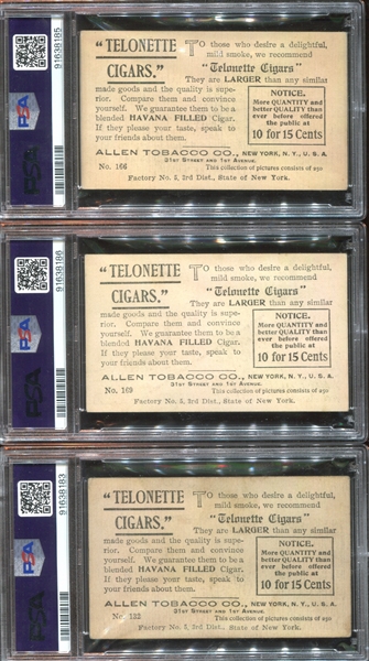 T116 Telonette Views and Art Studies Lot of (3) PSA-Graded Cards