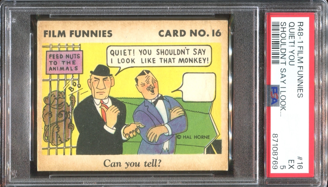 R48-1 Gum Inc Film Funnies #16 Quiet! You Shouldn't... PSA5 EX