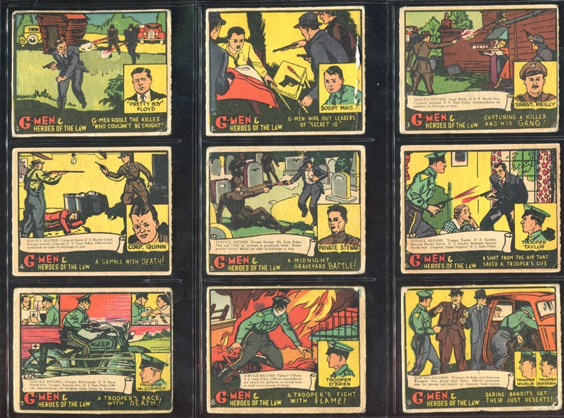 R60 Gum Inc G-Men and the Heroes of the Law Lot of (97) Cards with (17) 200/300 Series