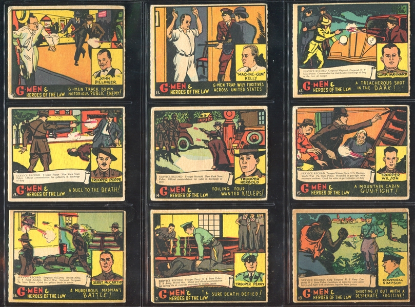 R60 Gum Inc G-Men and the Heroes of the Law Lot of (97) Cards with (17) 200/300 Series