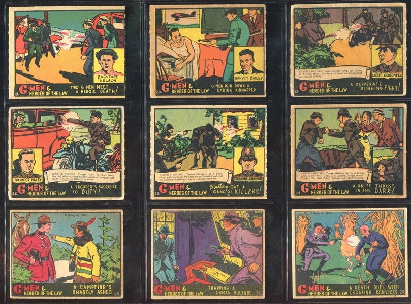 R60 Gum Inc G-Men and the Heroes of the Law Lot of (97) Cards with (17) 200/300 Series