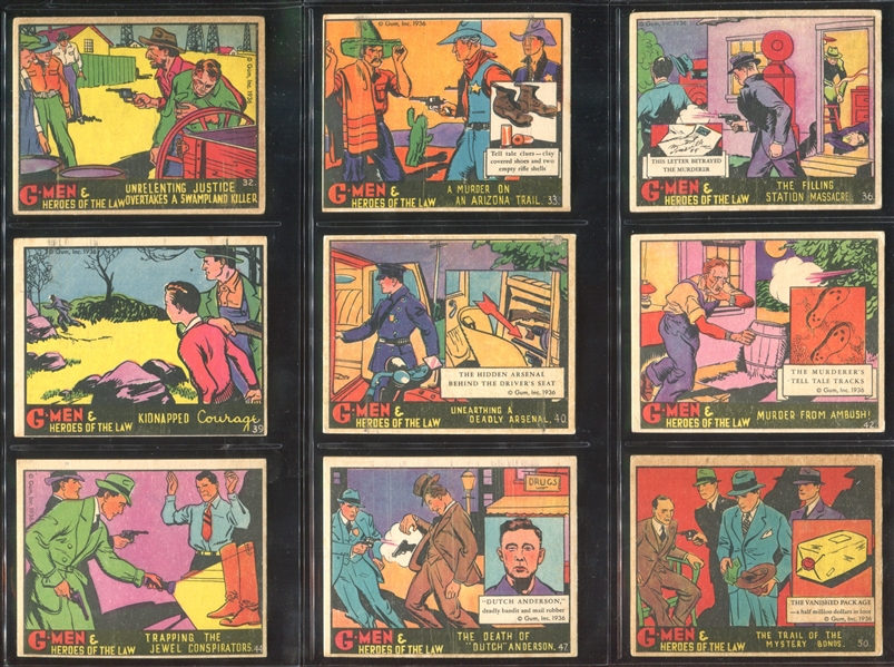 R60 Gum Inc G-Men and the Heroes of the Law Lot of (97) Cards with (17) 200/300 Series