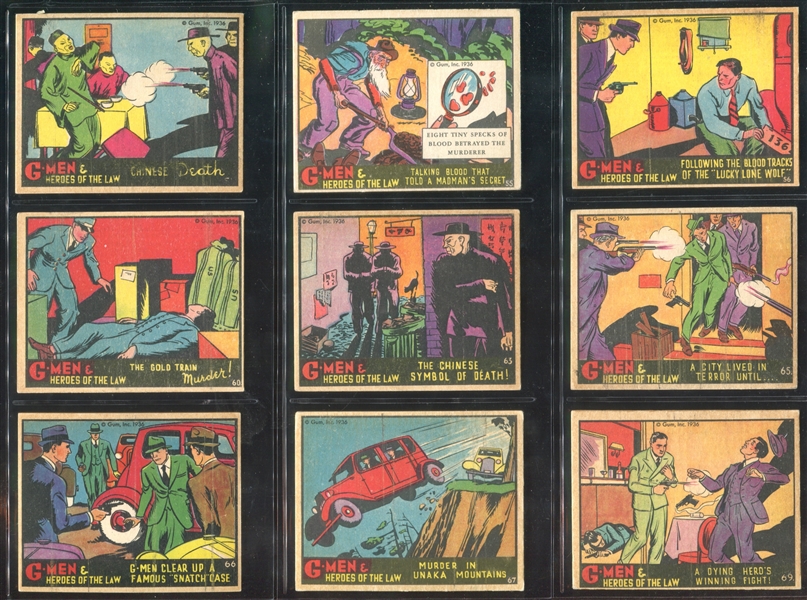 R60 Gum Inc G-Men and the Heroes of the Law Lot of (97) Cards with (17) 200/300 Series