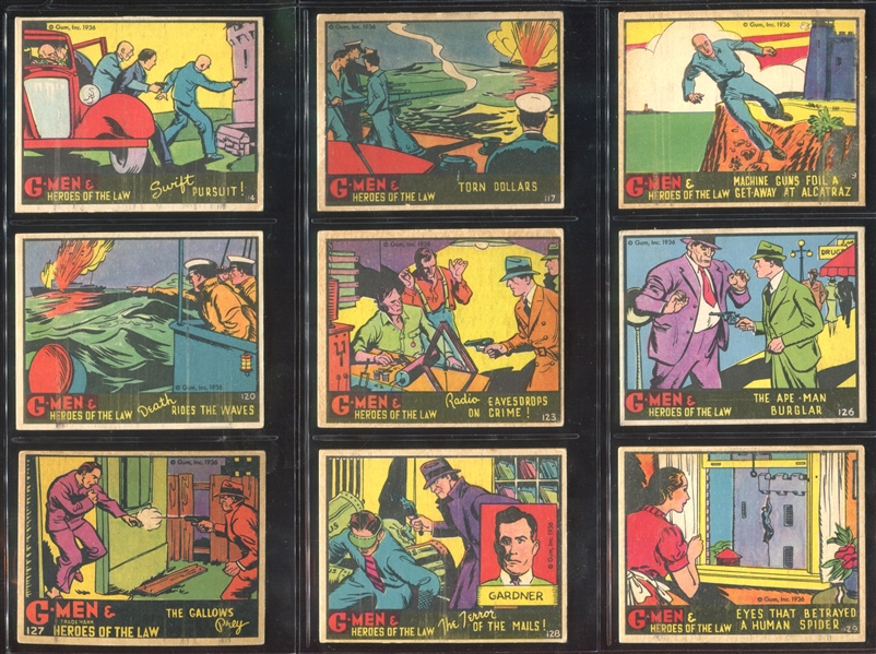 R60 Gum Inc G-Men and the Heroes of the Law Lot of (97) Cards with (17) 200/300 Series