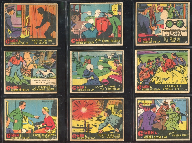 R60 Gum Inc G-Men and the Heroes of the Law Lot of (97) Cards with (17) 200/300 Series